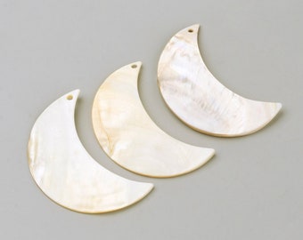 Natural Moon-Shaped Shell Pendants 2 Pieces
