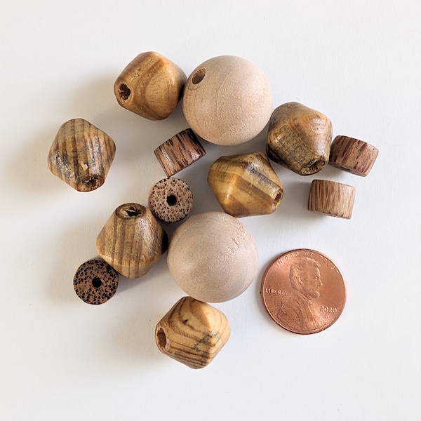 13 Piece Wood Bead Grab Bag