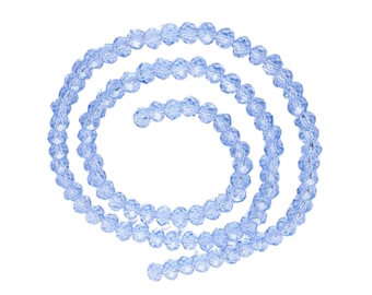 Faceted Rondelle Glass Beads 4mm Sky Blue