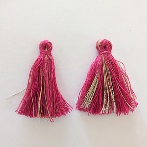 2 Hot Pink and Gold Multicolor Tassels
