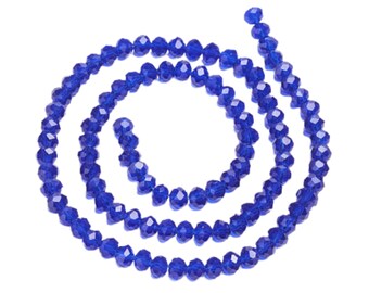 Faceted Rondelle Glass Beads 4mm Cobalt Blue