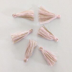 13 Blush Pink and Gold Multicolor Cotton Tassels