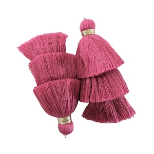 2 Large Multi-Layer Tassels in Hot Pink