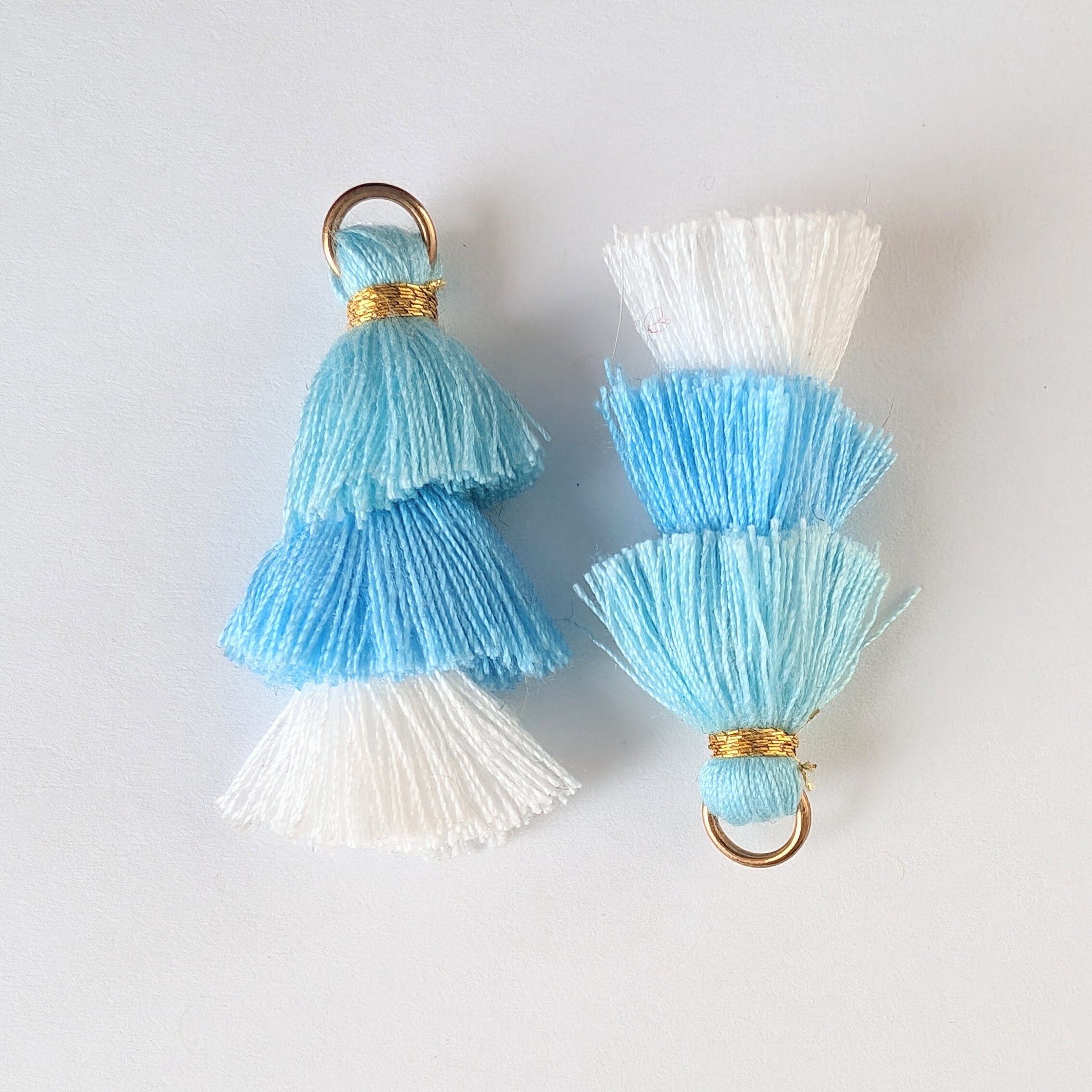 Light Blue Tassel Necklace - Etsy display picture 1