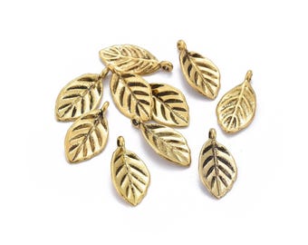 10 Pieces Tiny Tibetan Style Leaf Charms