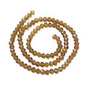 Faceted Rondelle Glass Beads 4mm Brown