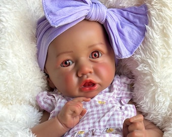 Full-body Silicone *NEW SCULPT* reborn baby doll girl 6.5 lbs. 18" African-American, Biracial, Tear-Resistant, Can take baths, box opening