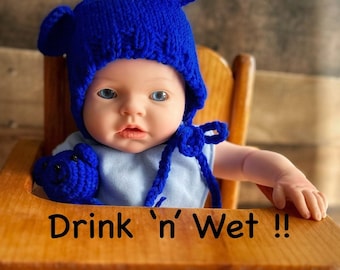 Full-body silicone DRINKS bottle & WETS diaper *new sculpt* reborn baby 8.5 lbs 20" No seam lines, Bathtub baby, floppy, realistic doll