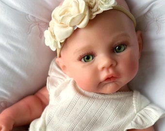 Ready to ship! CHOOSE EYE COLOR! Full Body Silicone Baby Doll, reborn girl, Open Mouth, 18", 7 lbs. Squishy and floppy, baths ok