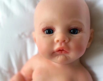 Ready to ship! CHOOSE EYE COLOR! Silicone Baby Doll, reborn girl, Open Mouth, 18", 7 lbs. Squishy & life-like for gift, therapy or play