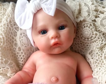 Ready to ship! CHOOSE EYE COLOR! Full Body Silicone Baby Doll, reborn girl, Open Mouth, 18", 7 lbs. Squishy and floppy, baths ok