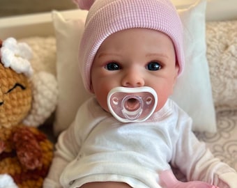 Ready to ship! NEW SCULPT! Full Body Silicone Baby Doll, reborn girl, Open Mouth, 18", 7 lbs. Squishy, floppy, baths ok