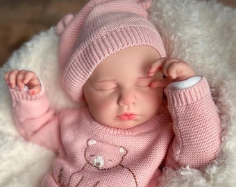READY TO SHIP silicone baby doll, full body, reborn girl, Takes Paci, 7 lbs., 19", rooted eyelashes, can take a bath, realistic baby doll