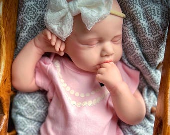 READY TO SHIP! Full body silicone baby doll, reborn girl, Open Mouth, 7 lbs. 19" Takes baths, floppy and squishy! Tear Resistant