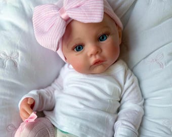 Ready to ship! CHOOSE EYE COLOR! Silicone Baby Doll, reborn girl, Open Mouth, 18", 7 lbs. Squishy & life-like for gift, therapy or play