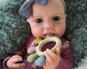 Ready to Ship! SILICONE BABY DOLL Girl, full body silicone, Takes Paci, 7 lbs., 18", open eyes, can can be bathed, realistic doll