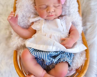 Silicone Baby Doll, reborn girl, full-body silicone, Takes real pacifier, 7 lbs, 20", floppy realistic doll for collectors or child's gift