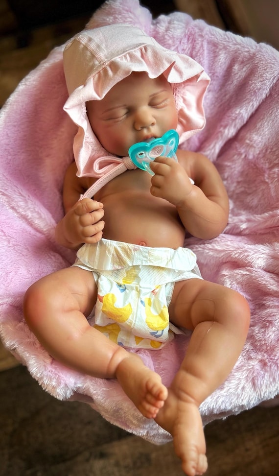 READY TO SHIP! Full body Silicone, darker skin tone, African-American, Biracial, reborn doll girl 7 lbs. 19" Takes Paci, floppy/squishy