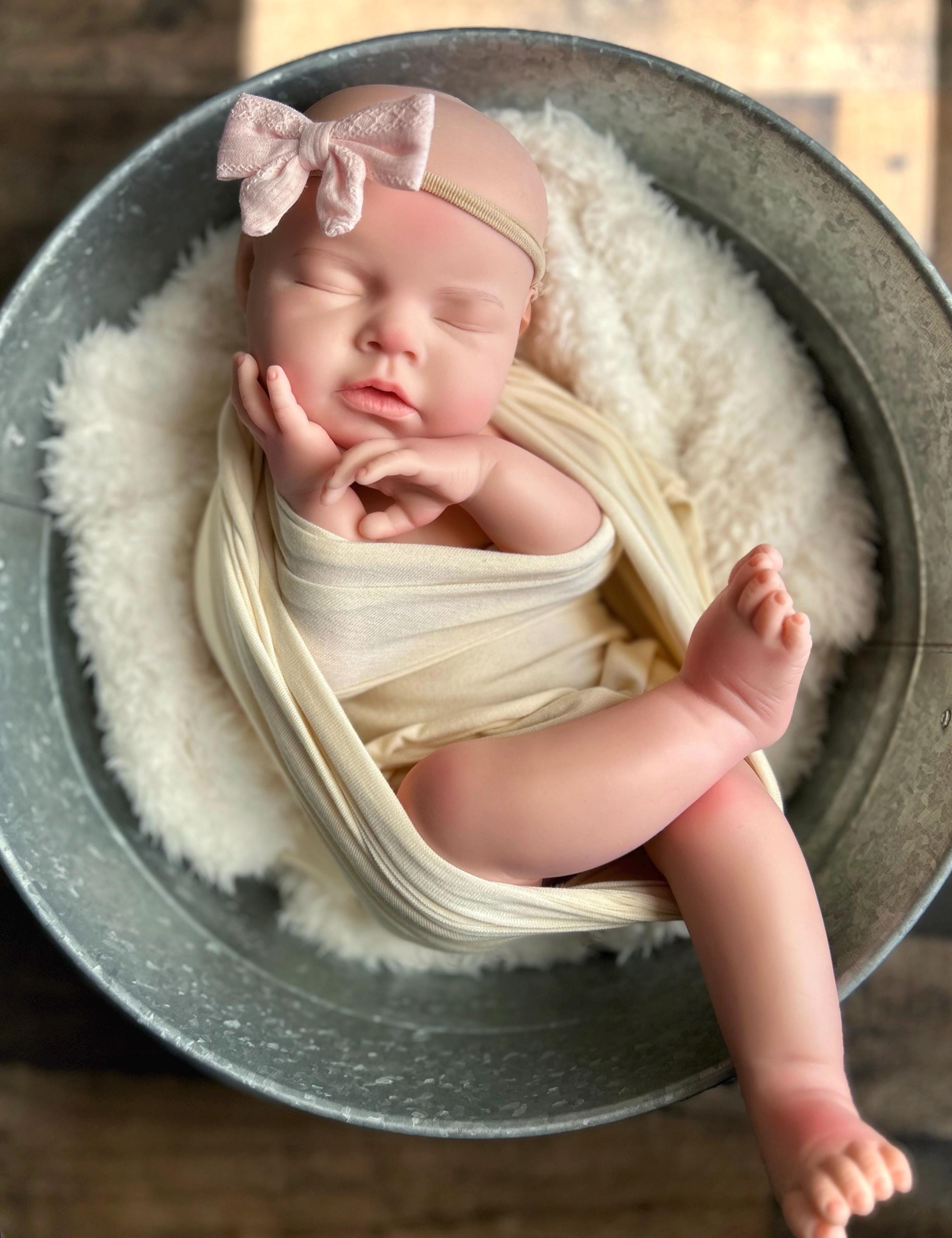 READY TO SHIP! Drink & Wet silicone baby doll, reborn Girl 8 lbs. 19" No seams on arms or legs, baths ok, realistic doll for therapy or play