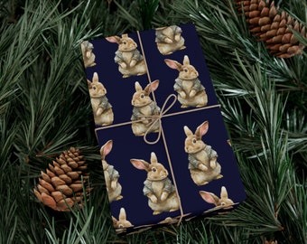 Navy Rabbit Stilvolles Geschenkpapier - Bezauberndes Navy Rabbit Design