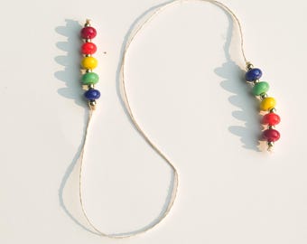 Rainbow Beaded Bookmark: 14k Gold Plated, Book Club Gift