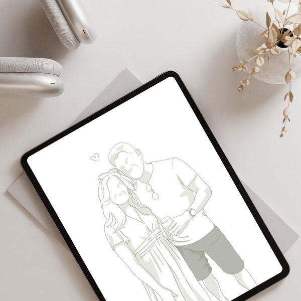 Illustration NUMÉRIQUE /Portrait personnalisés de style minimaliste