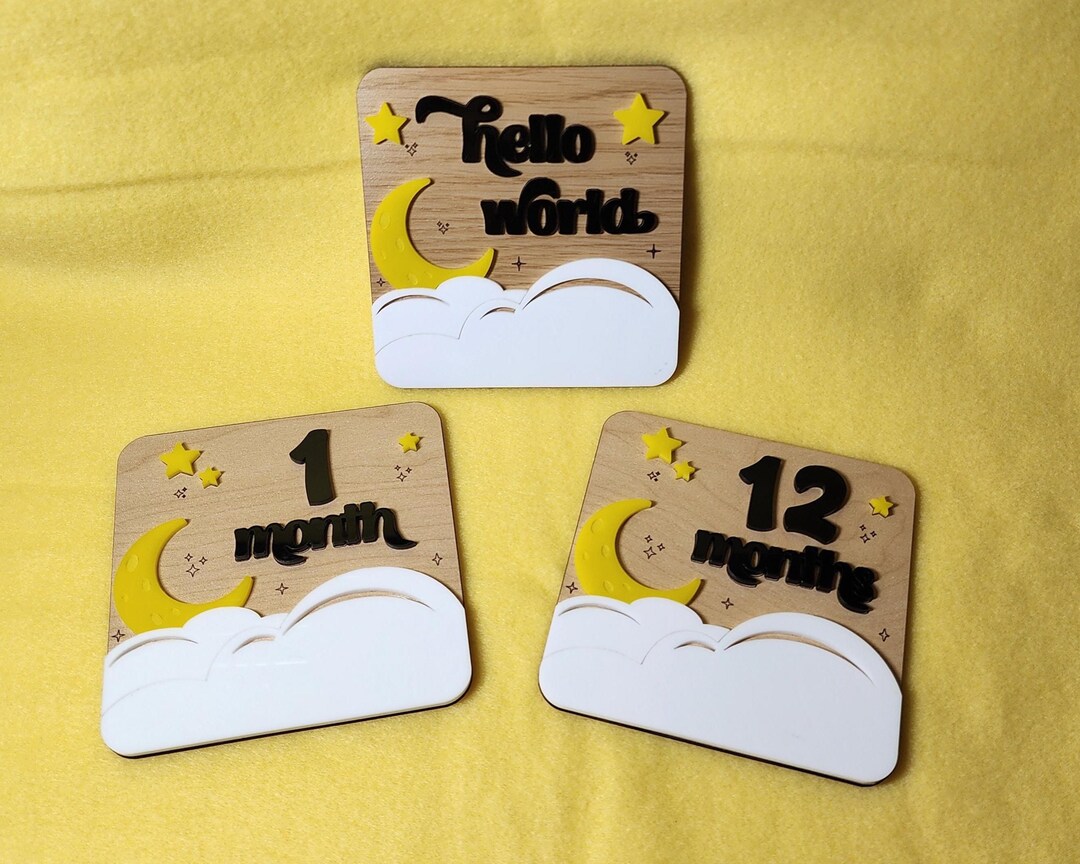 Helloworld Milestone Baby Milestone Markers | Hello World, Monthly Wood Acrylic Photo Prop ...