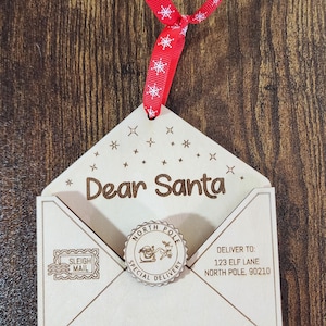 Dear Santa Ornament svg, Letter to Santa Envelope Ornament svg, Christmas Ornament svg, Ornament Laser File, Glowforge svg File
