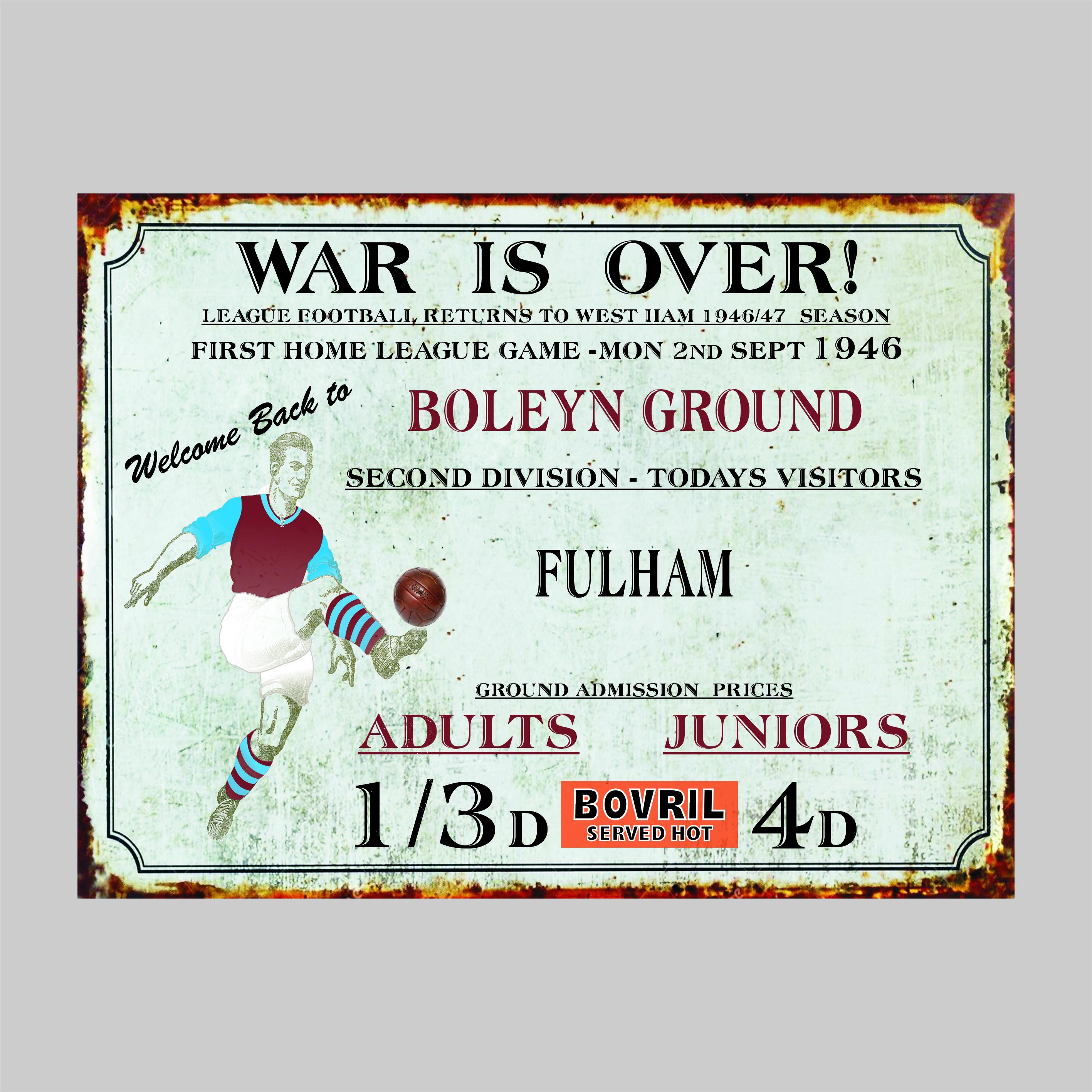 Plaque De Rue Rétro West Ham FC – FOCO – Décoration Murale 40x18 Cm – Officielle