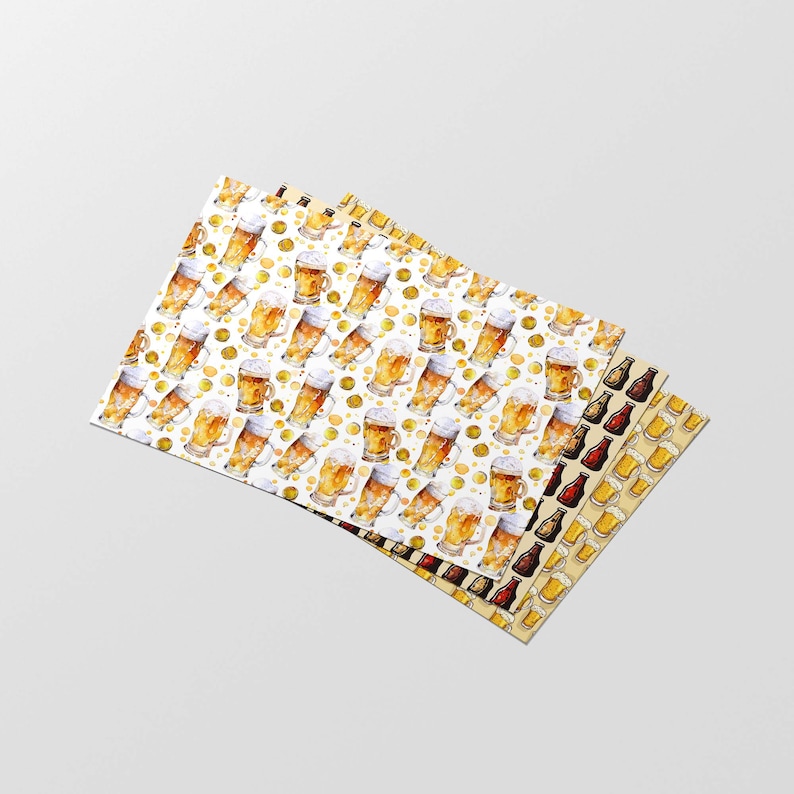 Beer - Digital Paper, Beer Pattern, Scrapbook Paper Pack, Seamless ...
