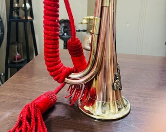 Vintage-Inspired 12-Inch Copper & Brass Bugle - Australian Military Forces Batch with Silk Rope Tassel