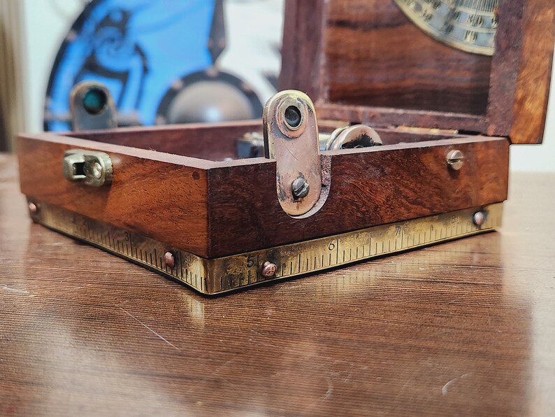 Limited Handcrafted Wooden Marine Master Box Set Nautical Sextant, Ship's Instruments, and Functional Compass image 4