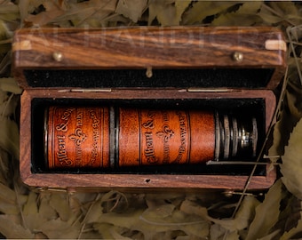 Gilbert & Sons Royal Navy Telescope: Vintage Nautical Spyglass in Solid Brass - 16-Inch Pirate Telescope with Wooden Box