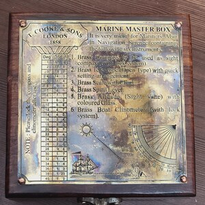 Limited Handcrafted Wooden Marine Master Box Set Nautical Sextant, Ship's Instruments, and Functional Compass image 3