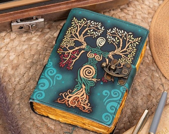 Journal intime en cuir vintage Rustic Elegance - Fait main A5 (17,78 x 12,7 cm)