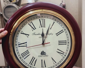 reloj de pared de latón y madera hecho a mano franklin murphy oxford 16 pulgadas