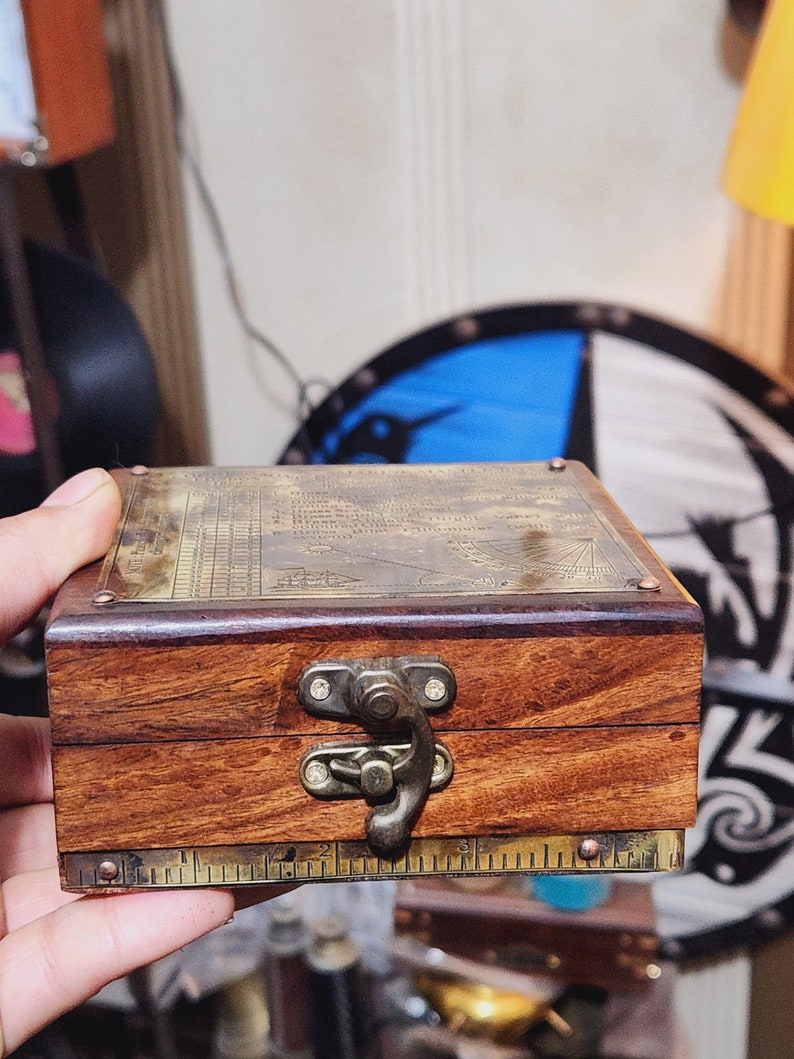 Limited Handcrafted Wooden Marine Master Box Set Nautical Sextant, Ship's Instruments, and Functional Compass image 2