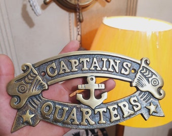 Nautical Charm Captain's Quarters Sign - Handcrafted Ship Boat Plaque for Wall & Door Decor