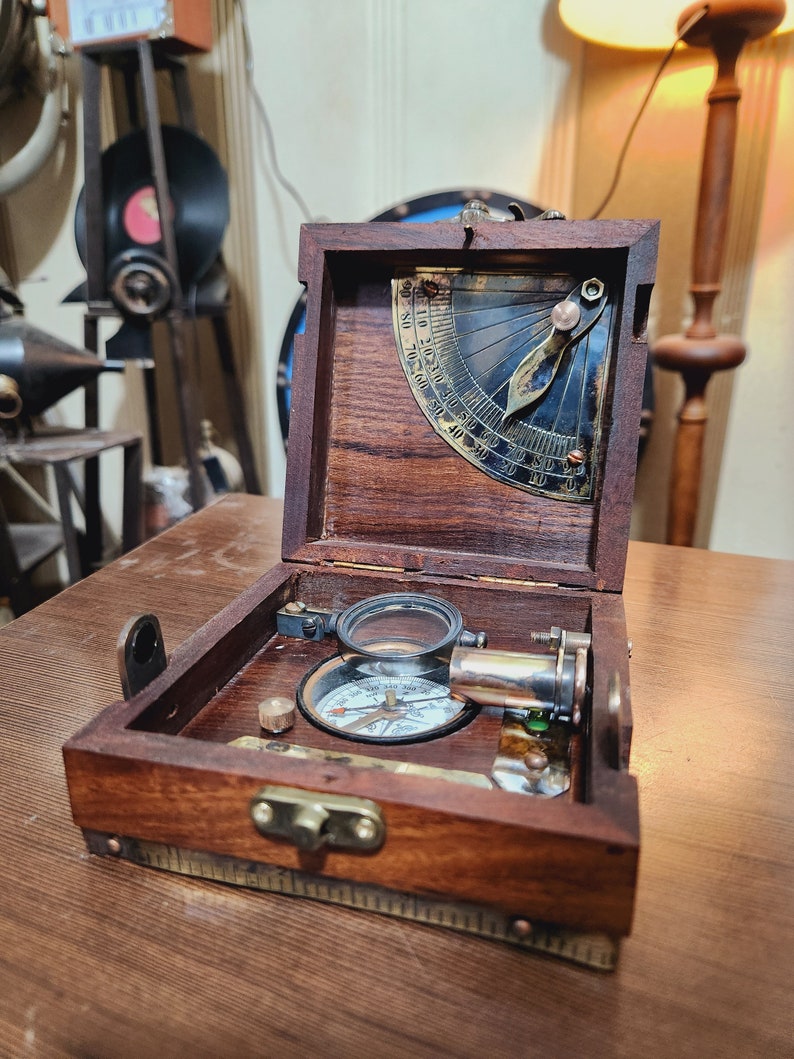 Limited Handcrafted Wooden Marine Master Box Set Nautical Sextant, Ship's Instruments, and Functional Compass image 1