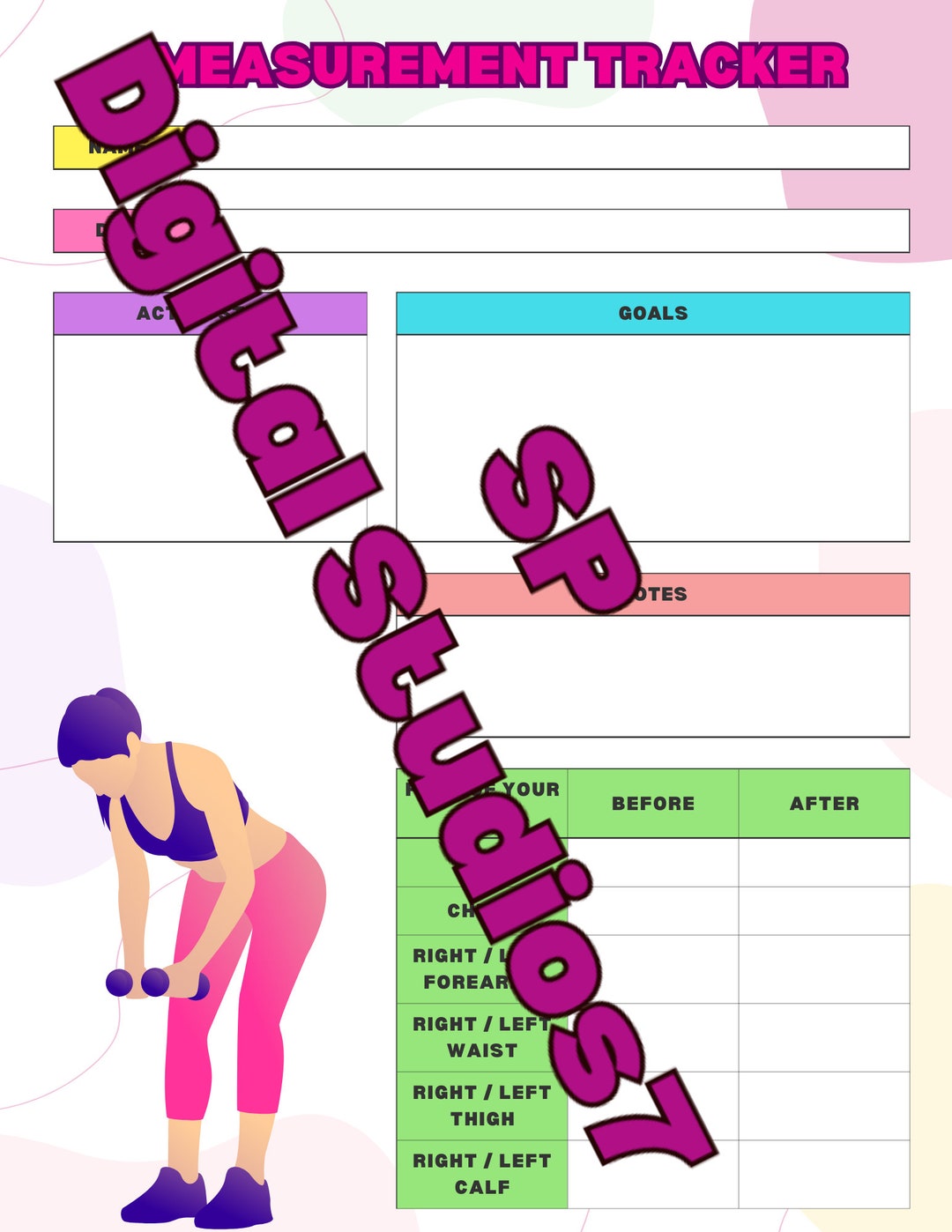 Weight Loss Tracker Printable | Body Measurement Tracker Printable ...