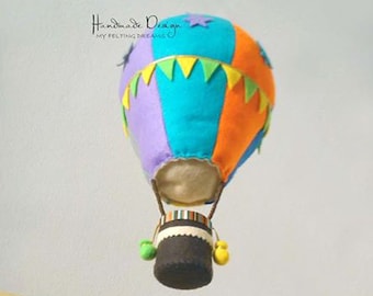 Hot Air Balloon - Handmade Kids Room Decor, Nursery Wall Hanging, Children's Room Decoration, Baby Mobile, Gift for Kids, Baby Shower Gift
