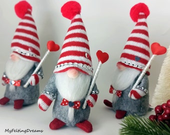 Handmade Gnome Stuffed Doll Home Decor | Felt Gnome in Love | Tabletop Home Ornaments | Unique Gift for Her, Gift for Him, Housewarming Gift