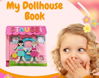 Personalized Custom Dollhouse Book | Bedroom, Bathroom, Kitchen, Garden, Laundry room, Nursing, Baby care | Unique Handmade Gift for Kids