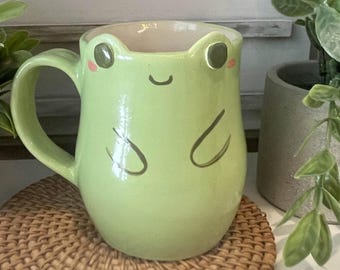Handmade Frog Ceramic Mug | Frog Coffee Cup | Whimsical Pottery Mug