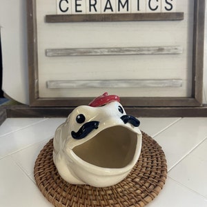 French Mustache  Frog Scrubby Holder