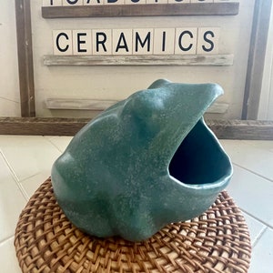 Handmade Blue Ceramic Frog: Scrubby, Key, Jewelry Holder