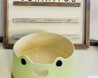 Ceramic  Frog-tastic yarn bowl! Croakin&#39; cute! Frog Yarn Bowl  Handmade Pottery. Great unique ceramic gift for frog lovers!