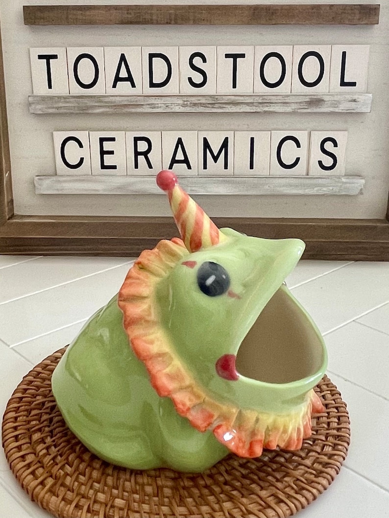 Cute Clown Frog Scrubby Holder Ceramic Handmade