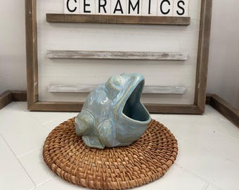 Soporte para estropajos con forma de rana pequeña de color azul claro