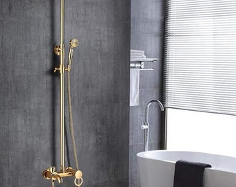 Duscharmatur Unterputz Design Regendusche Gold I Handbrause Duschset Duschsystem I Duscharmatur Bad I Regenduschesystem Badezimmer